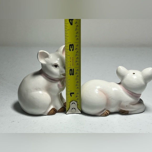 VTG Takakashi Pigs Salt & Pepper Shakers Pink Bow Farmhouse Cottage Core Japan - Picture 9 of 13